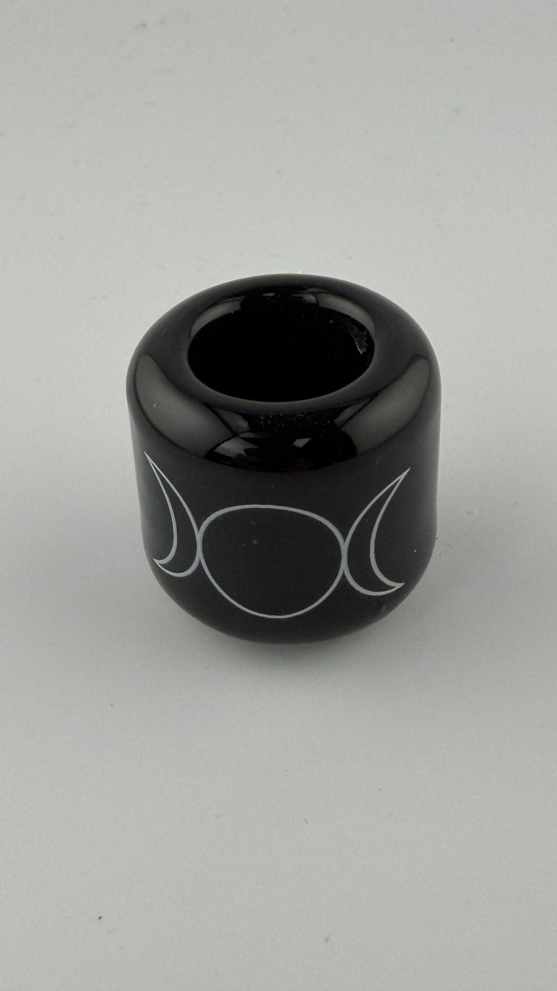 Ceramic Chime Candle Holder - Black w/ Silver Triple Moon