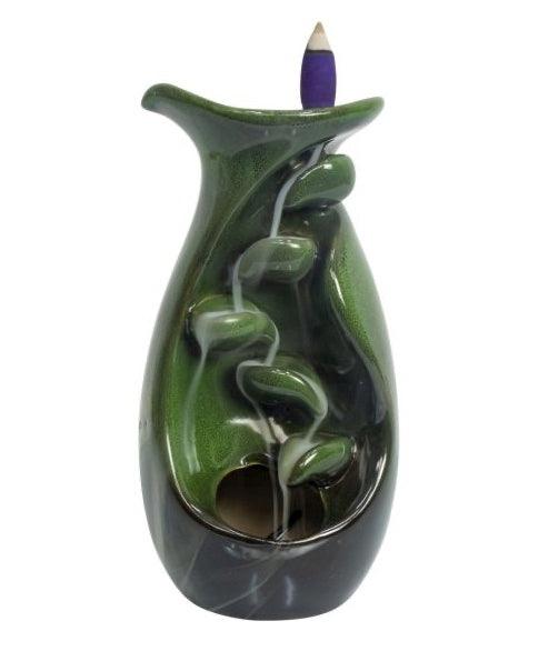 Ceramic Backflow Incense Burner - Lily Pad & Leaves-Earth Fairy Holistics