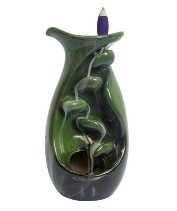 Ceramic Backflow Incense Burner - Lily Pad & Leaves-Earth Fairy Holistics