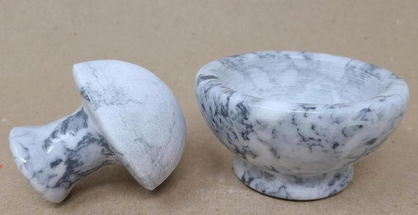 White Marble Mortar & Pestle 3.75"W x 3.75"H-Earth Fairy Holistics