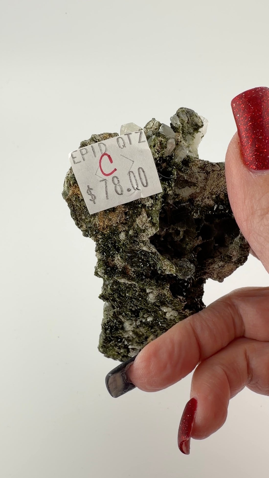 Epidote on Quartz Specimens-Earth Fairy Holistics