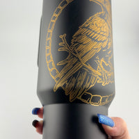 Crow Engraved 40oz Black Tumbler