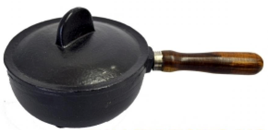 Cast Iron Cauldron with Lid & Wood Handle 8"L 4''W x 3.5'' H-Earth Fairy Holistics