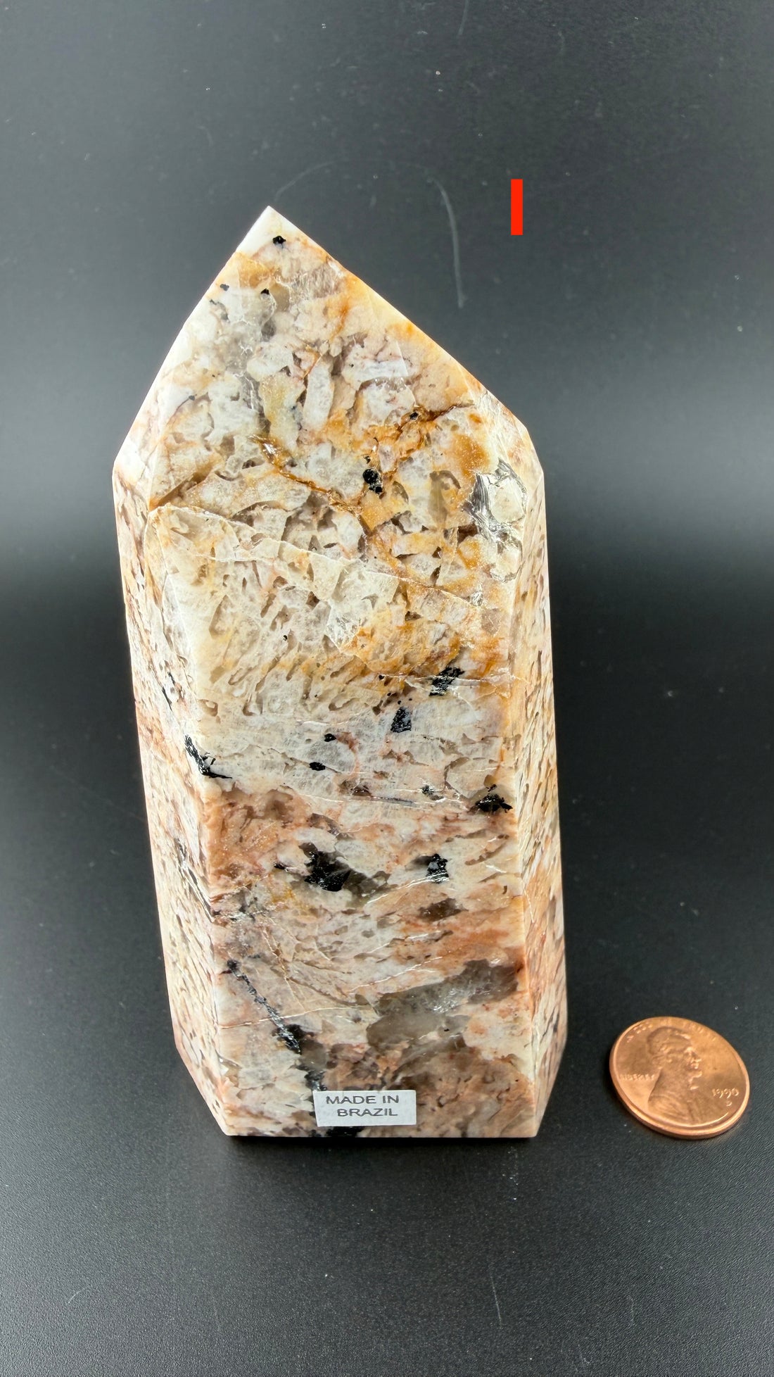 Peach Moonstone/Black Tourmaline Tower-Earth Fairy Holistics