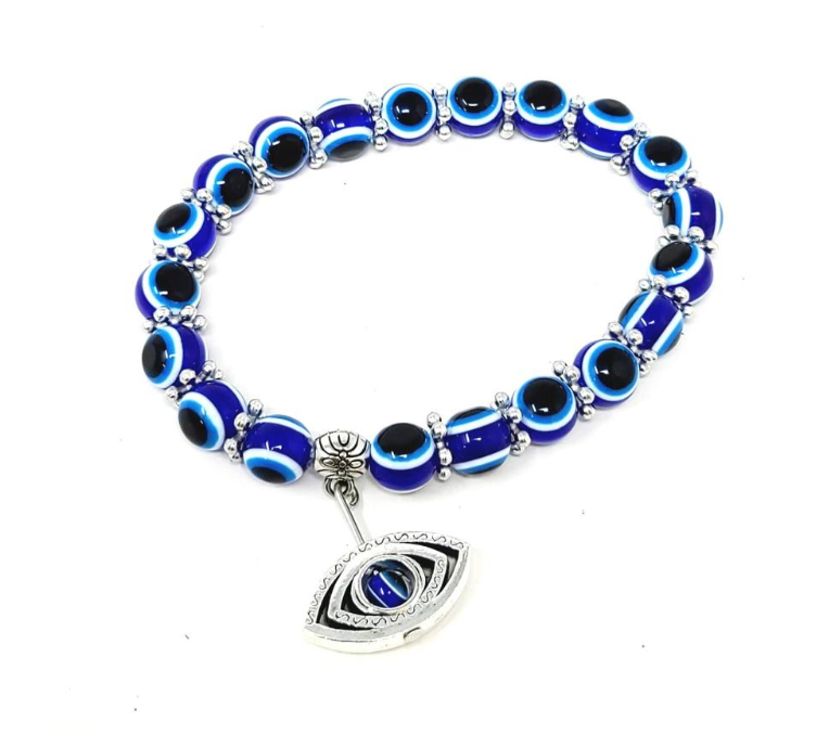 Evil Eye with Evil Eye Charm Bracelet (8mm)-Earth Fairy Holistics