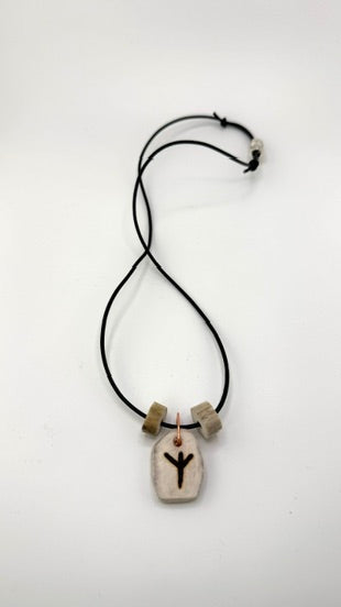 Deer Antler Bone Carved Algiz Rune Necklace