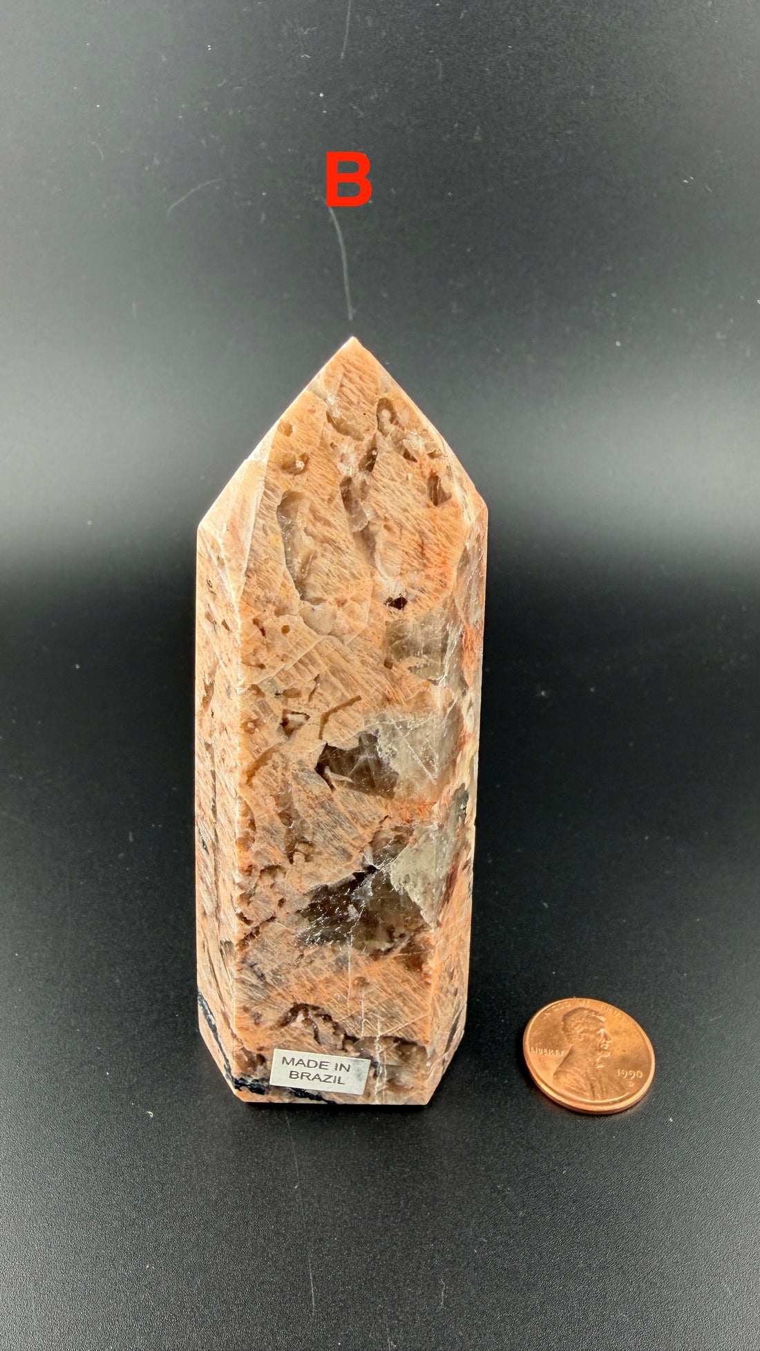 Peach Moonstone/Black Tourmaline Tower-Earth Fairy Holistics