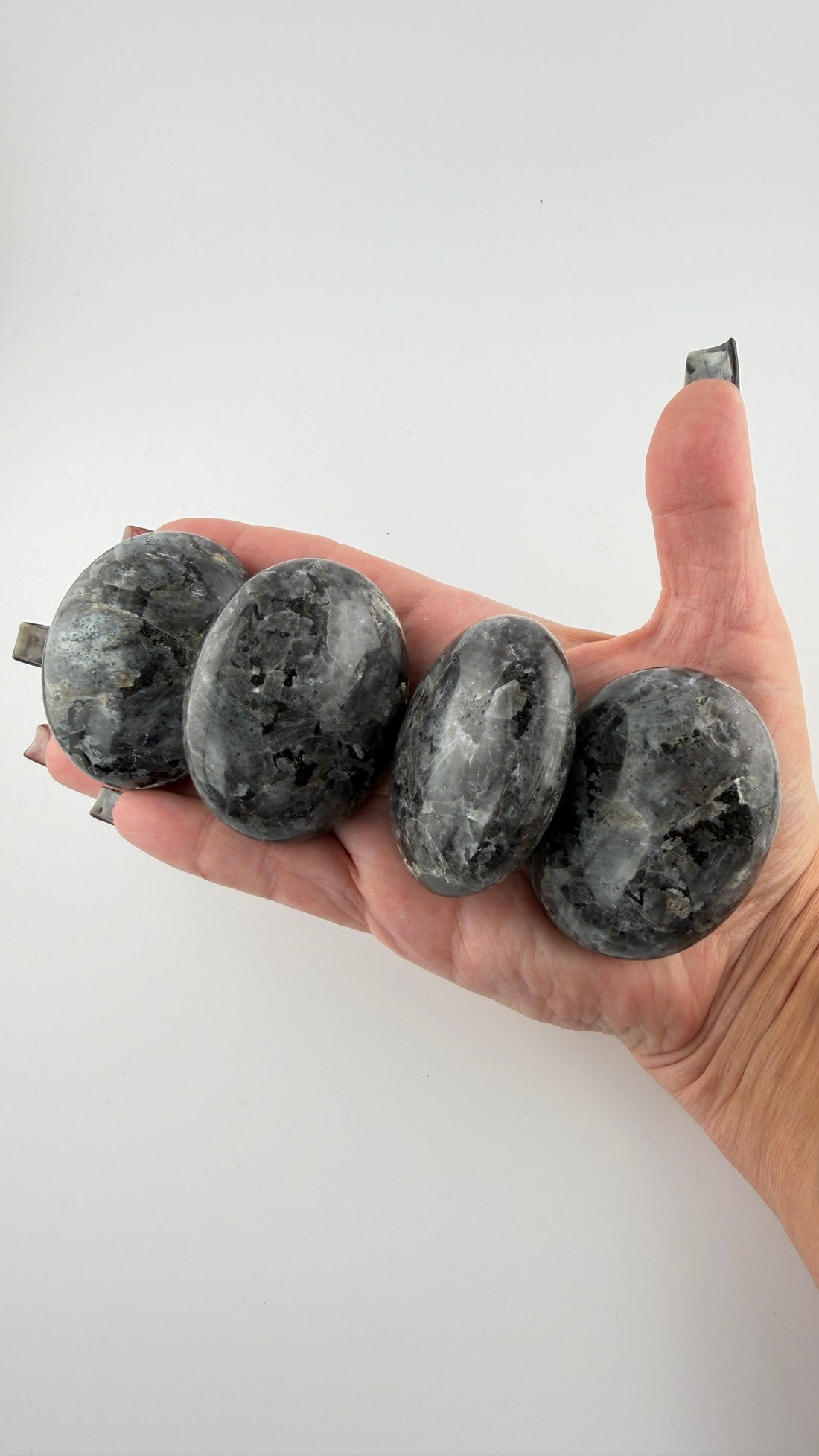Black Pearl Labradorite Palm Stones-Earth Fairy Holistics