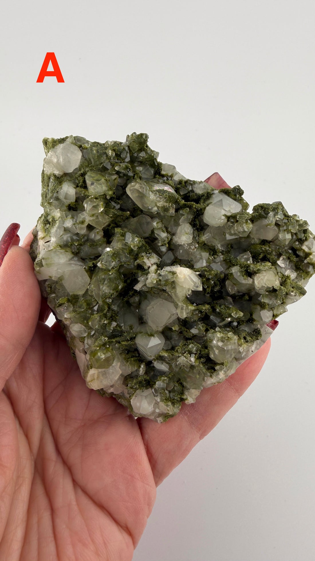 Epidote on Quartz Specimens-Earth Fairy Holistics