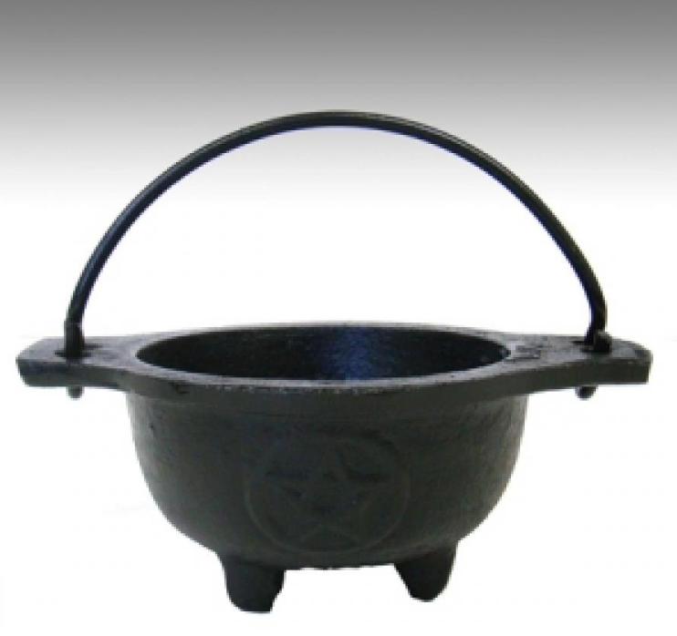 Pentagram Cast Iron Cauldron Bowl with Handle (3" Diameter)