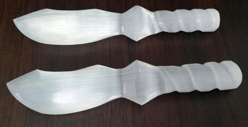 Selenite Sprial Altar Athame 8"