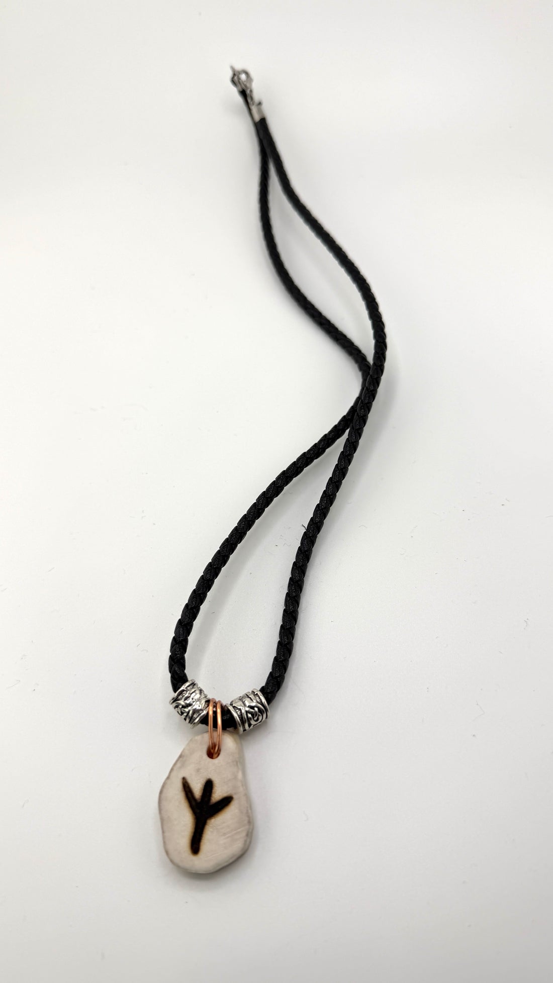 Deer Antler Bone Carved Algiz Rune Necklace