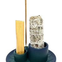 Turquoise Ceramic Burner (Smudge Stick, Palo Santo Wood & Incense Burner)