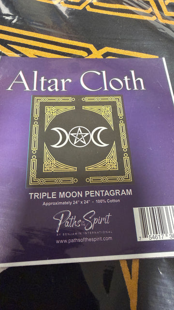 Triple Moon Pentagram Altar Cloth (24 x 24)