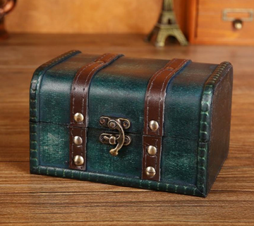 Green Antique Wooden Chest Box