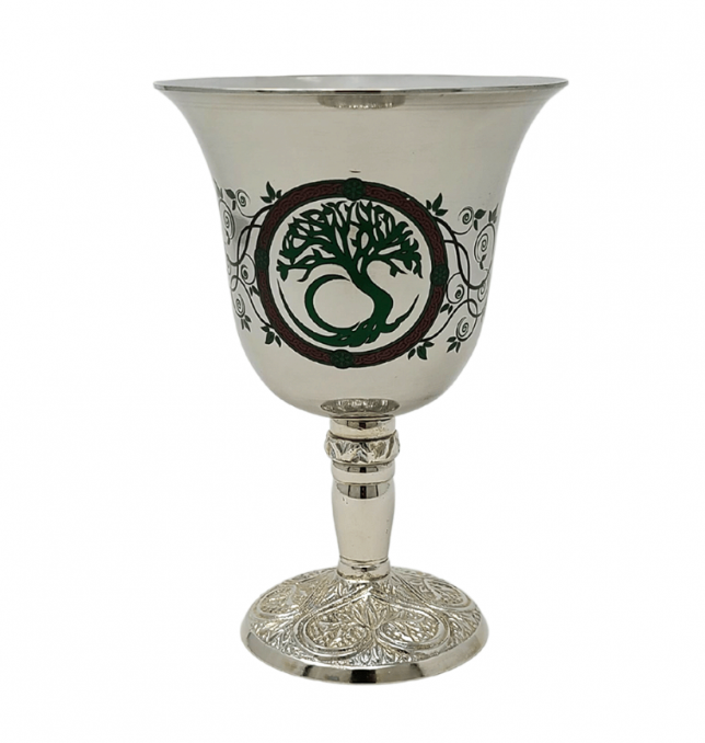 Stainless Steel Chalice with Tree of Life Design 4.75"H