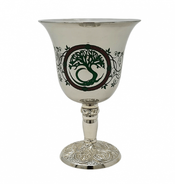 Stainless Steel Chalice with Tree of Life Design 4.75"H
