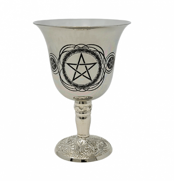 Stainless Steel Chalice with Pentagram Design 4.75"H