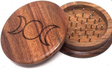 Wood Herb Grinder - Triple Moon