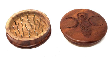Wood Herb Grinder - Triple Moon Goddess