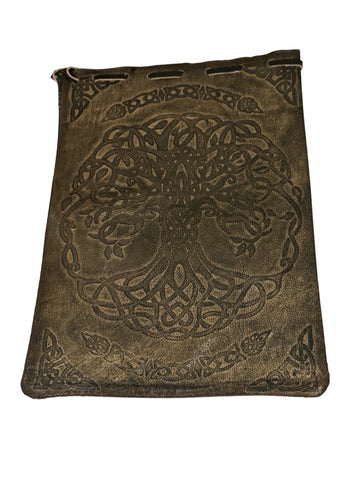 Leather Pouch - Tree of Life Design 5x7"-Earth Fairy Holistics