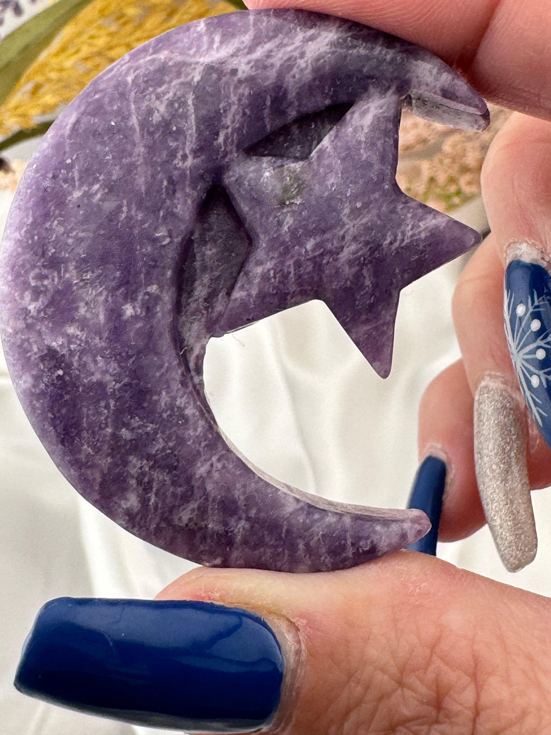 Lepidolite Star and Moon Carving-Earth Fairy Holistics