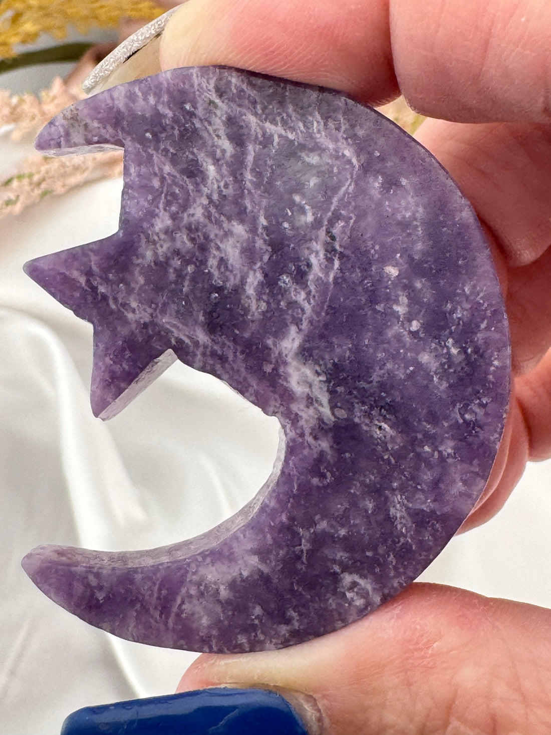 Lepidolite Star and Moon Carving-Earth Fairy Holistics