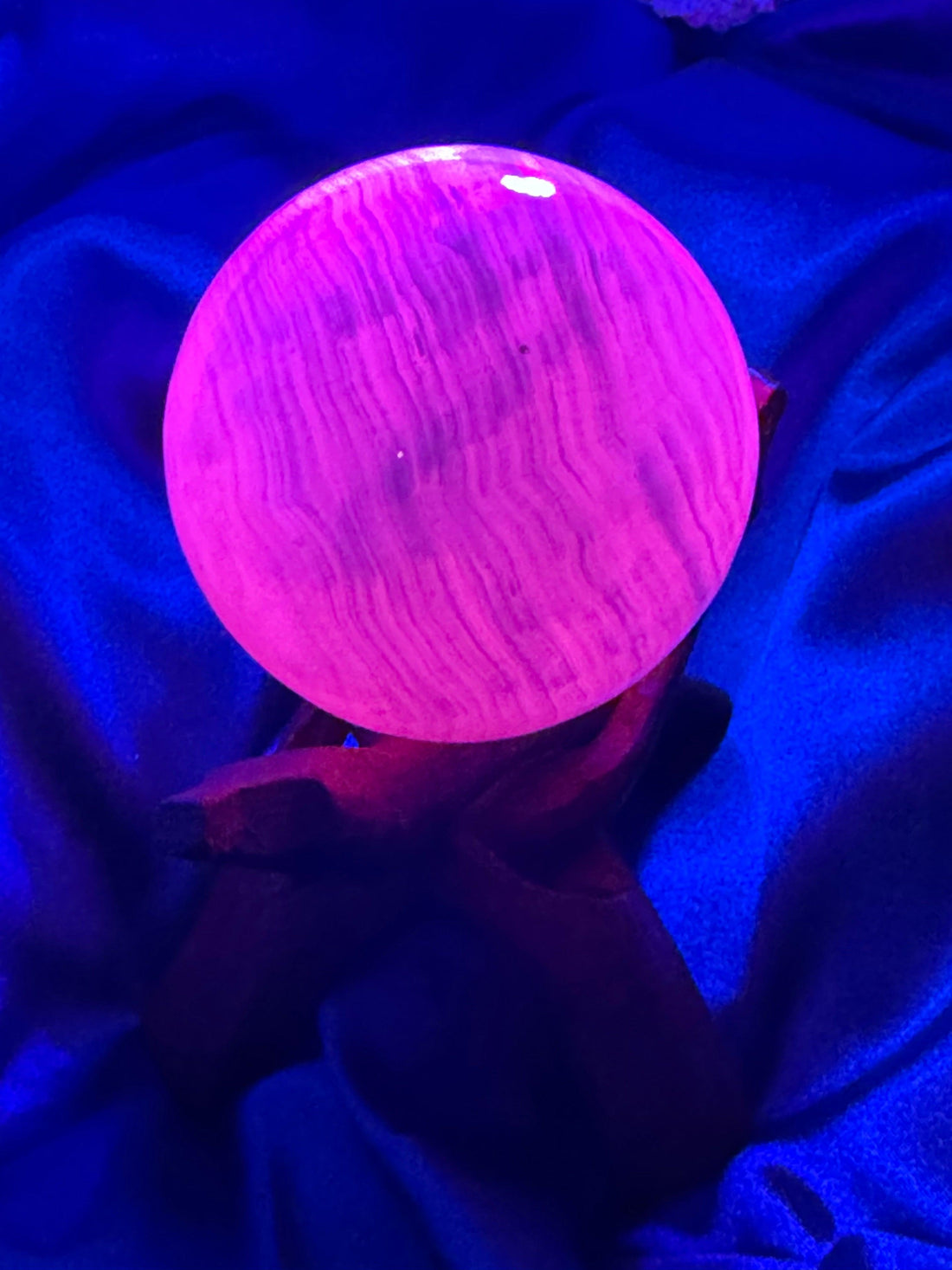 Mangano Calcite Sphere (UV Reactive)-Earth Fairy Holistics