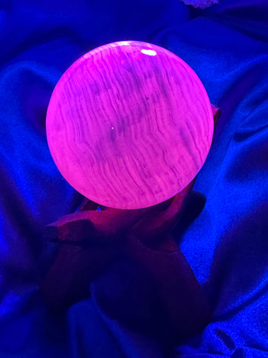 Mangano Calcite Sphere (UV Reactive)-Earth Fairy Holistics