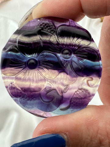 Rainbow Fluorite Flower Carving-Earth Fairy Holistics
