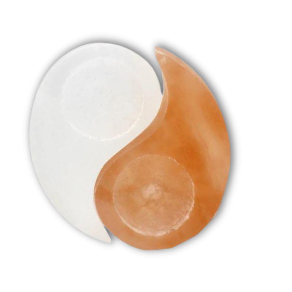 Yin & Yang Selenite Candle Holder-Earth Fairy Holistics