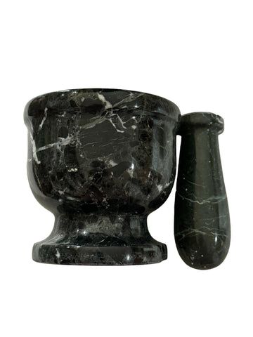 Black Zebra Marble Mortar & Pestle 4"-Earth Fairy Holistics