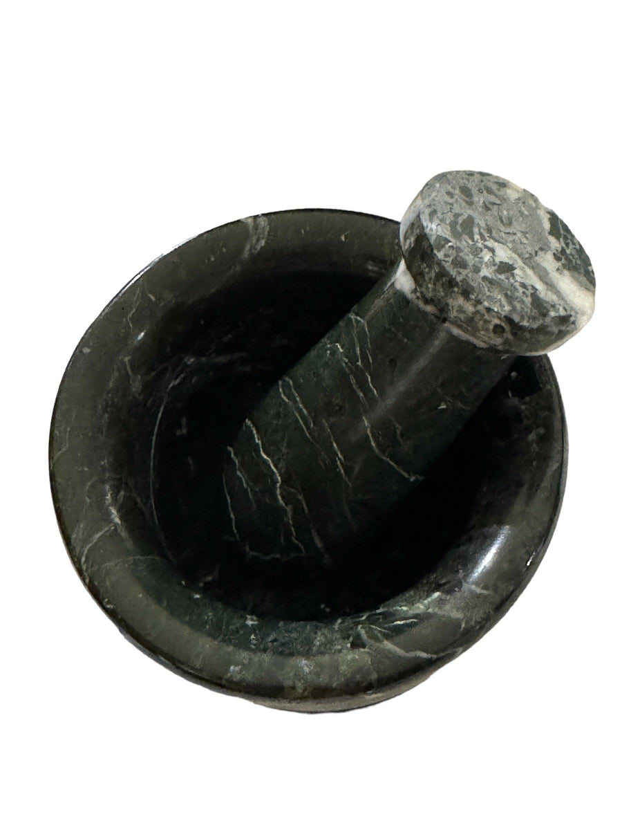 Black Zebra Marble Mortar & Pestle 4"-Earth Fairy Holistics