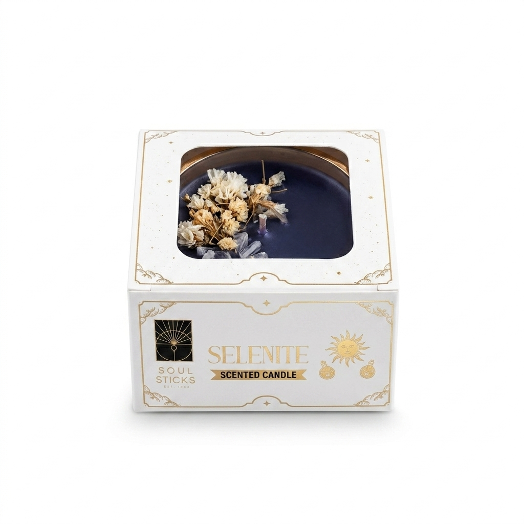 Selenite Crystal Smudge Candle-Earth Fairy Holistics