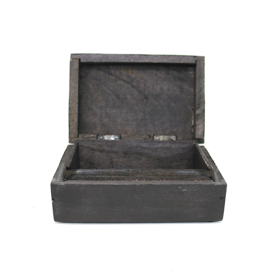 Wooden Storage Box (6 x 4 in.) - Blue Dream Catcher (Black)-Earth Fairy Holistics