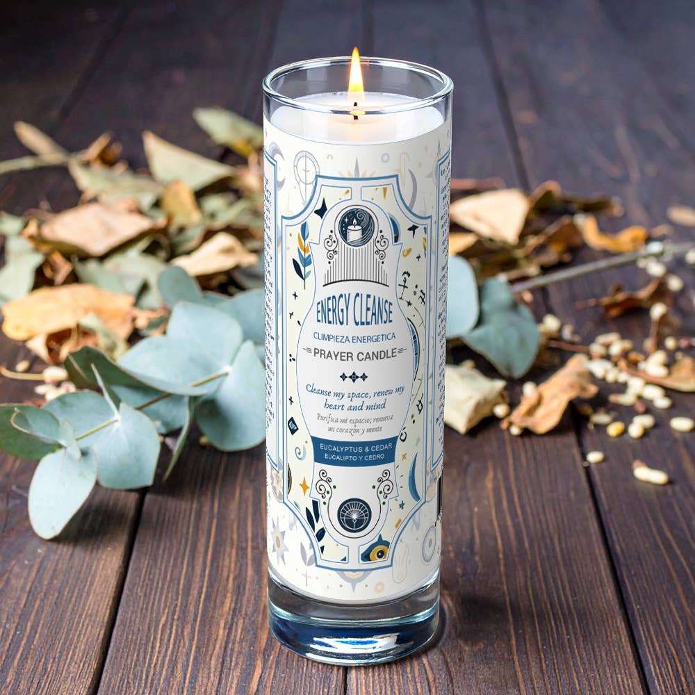 Prayer Candle - Energy Cleanse (8") (9.5 oz)-Earth Fairy Holistics