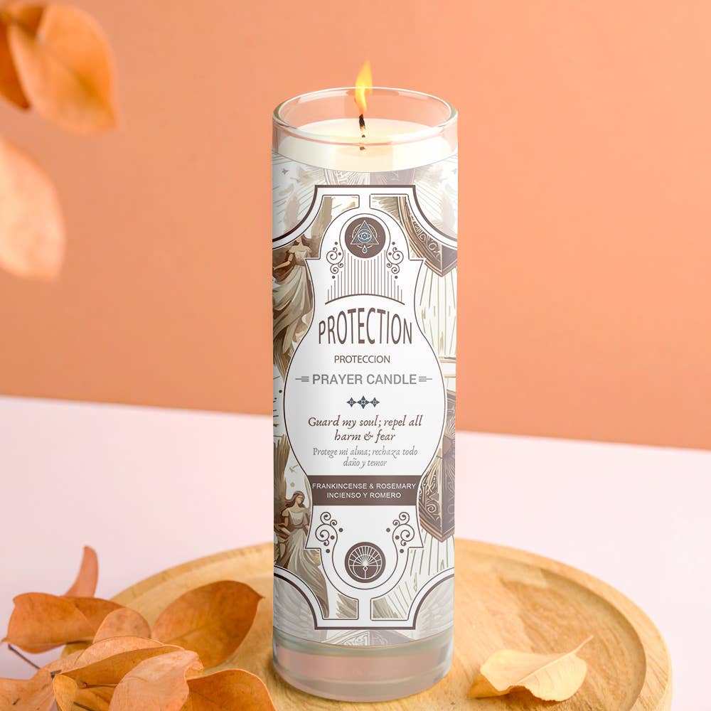Prayer Candle - Protection (8 in., 9.5 oz.)-Earth Fairy Holistics