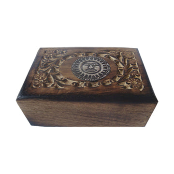 Sun Carved Wooden Jewelry Box (6 x 4 in.)-Earth Fairy Holistics