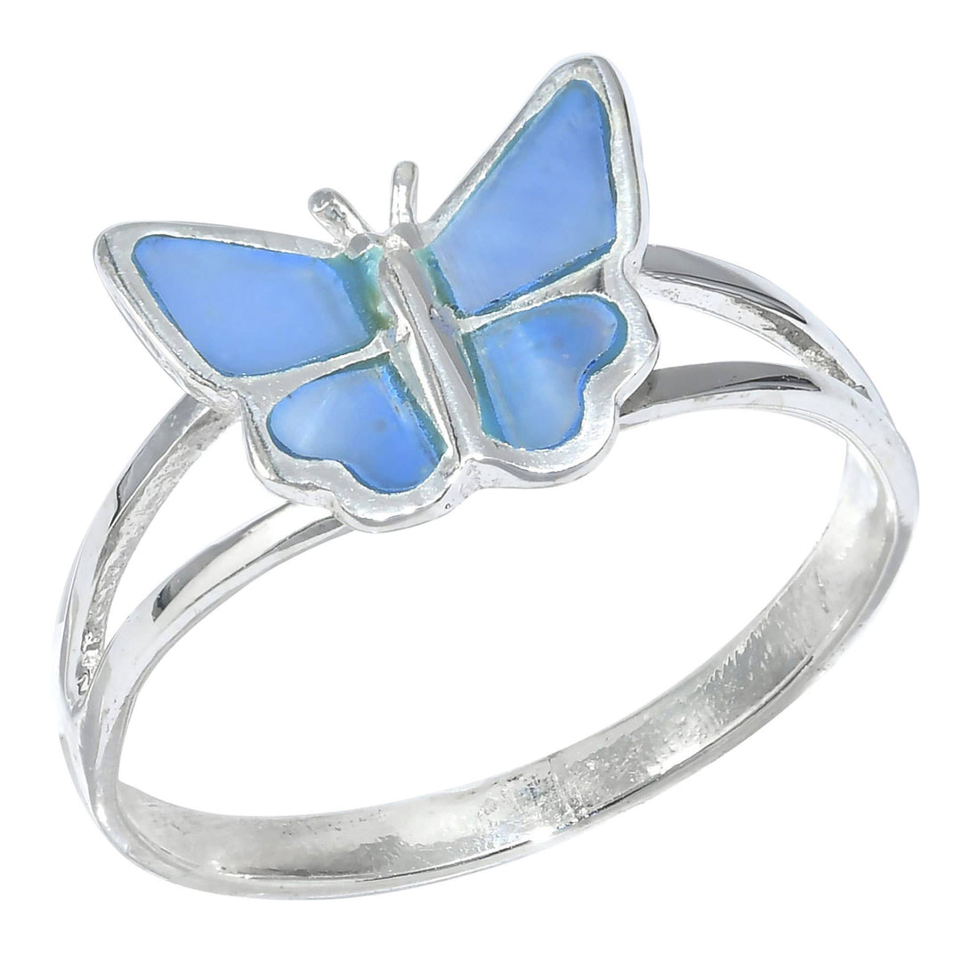 STERLING SILVER BUTTERFLY RING ABALONE SHELL-Earth Fairy Holistics