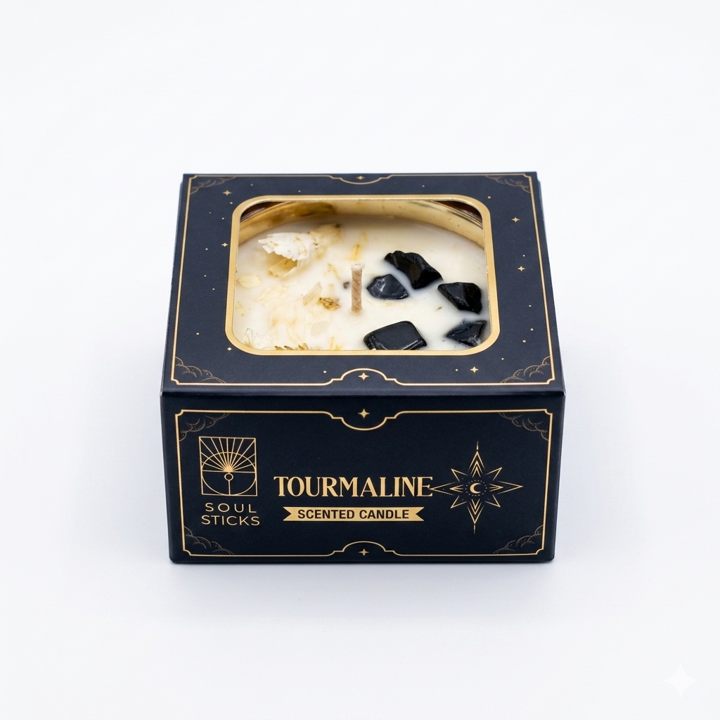 Tourmaline Crystal Smudge Candle-Earth Fairy Holistics