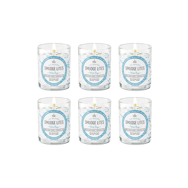 Soy Votive Candle, White Sage - Smudge Lites (6 pk.)-Earth Fairy Holistics