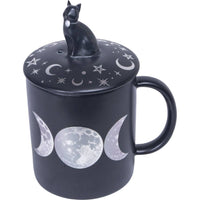 3 in 1 Ceramic Mug Candle & Incense - Moon Phases Design-Earth Fairy Holistics