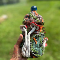 Jar | Blue Suncatcher + Red Mushrooms Fairy House-Earth Fairy Holistics