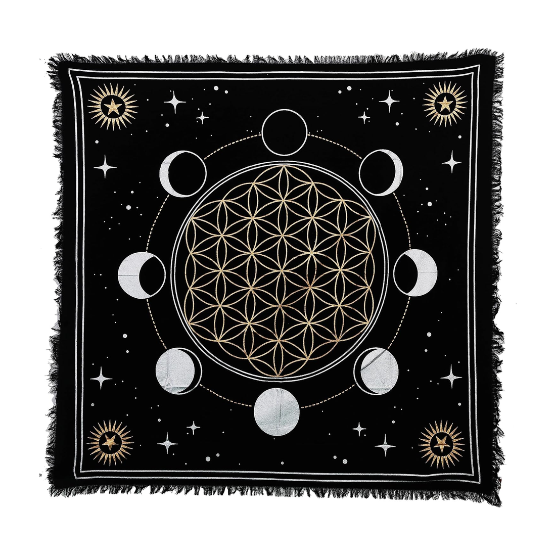 Moon Phase with Flower of Life Altar Cloth (24 x 24 in.)