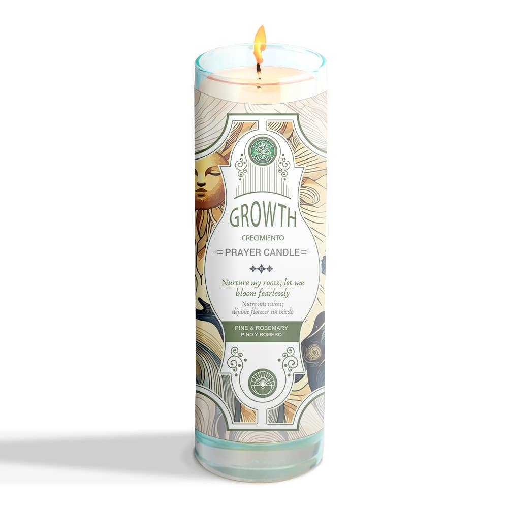 Prayer Candle - Growth (8") (9.5 oz)-Earth Fairy Holistics