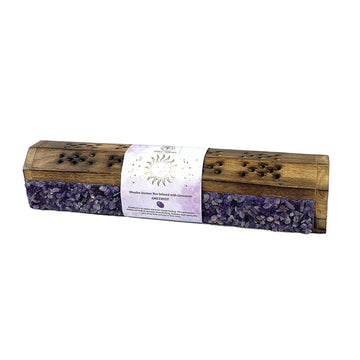 Amethyst Elements Crystal Wooden Coffin Box-Earth Fairy Holistics