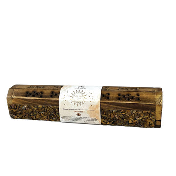 Tigers Eye Elements Crystal Wooden Coffin Box-Earth Fairy Holistics