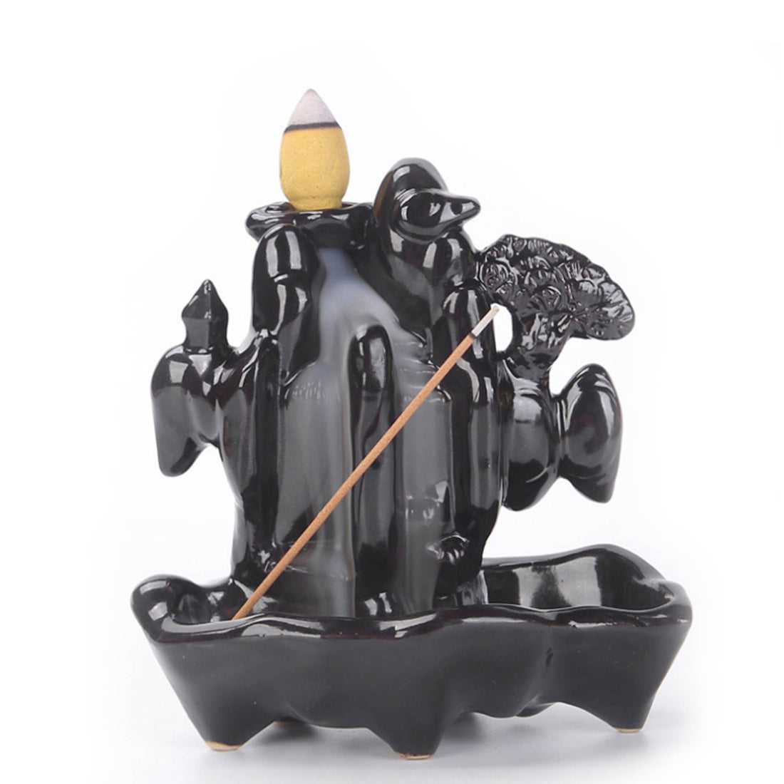 Ceramic Backflow Burner + Incense Holder - Zen Forest-Earth Fairy Holistics