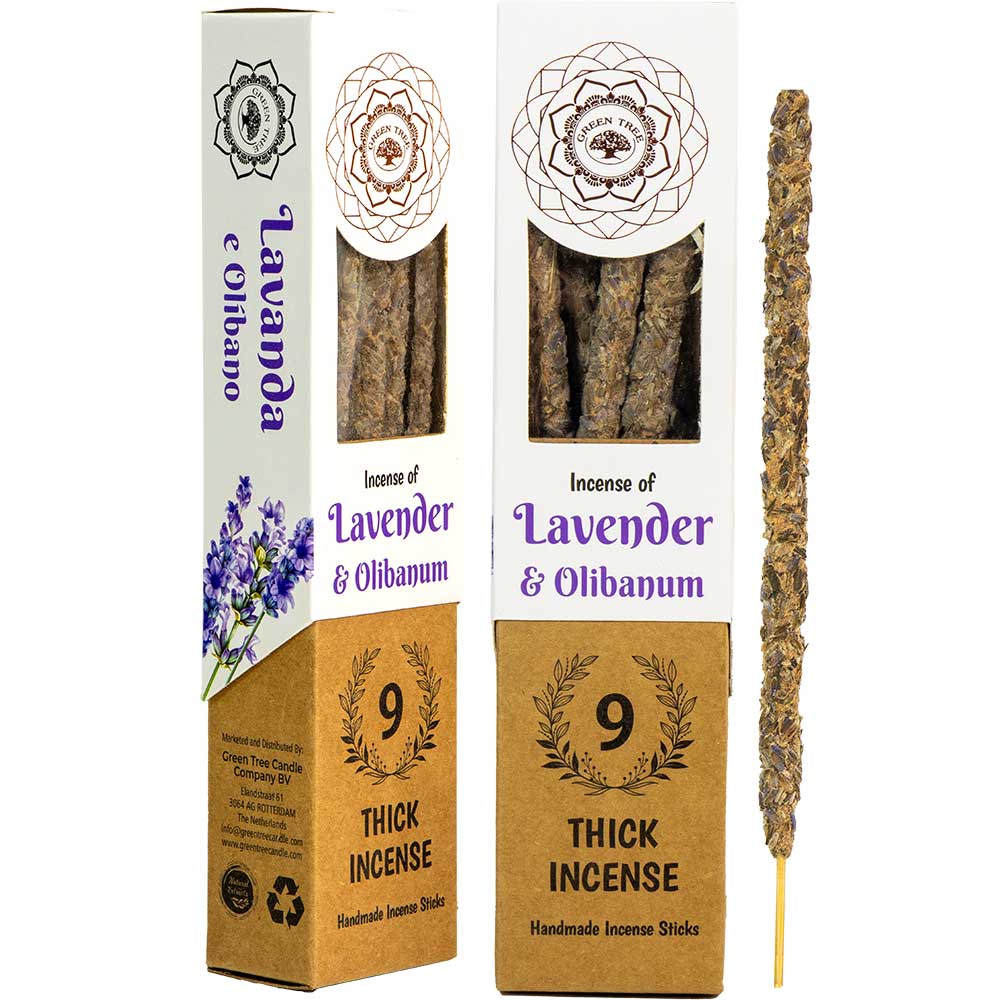 Green Tree Botanical Incense - Lavender (9 Thick Sticks)-Earth Fairy Holistics