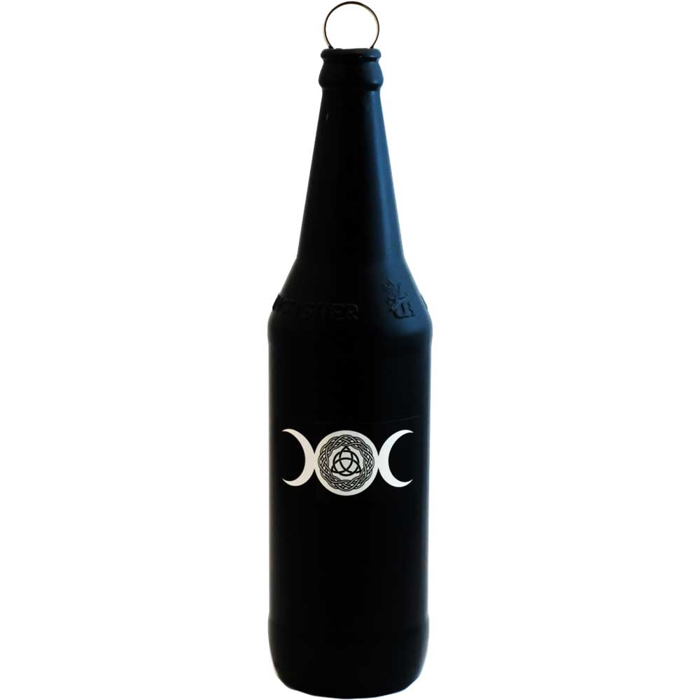 Glass Smoking Bottle Incense Burner - Celtic Triple Moon-Earth Fairy Holistics